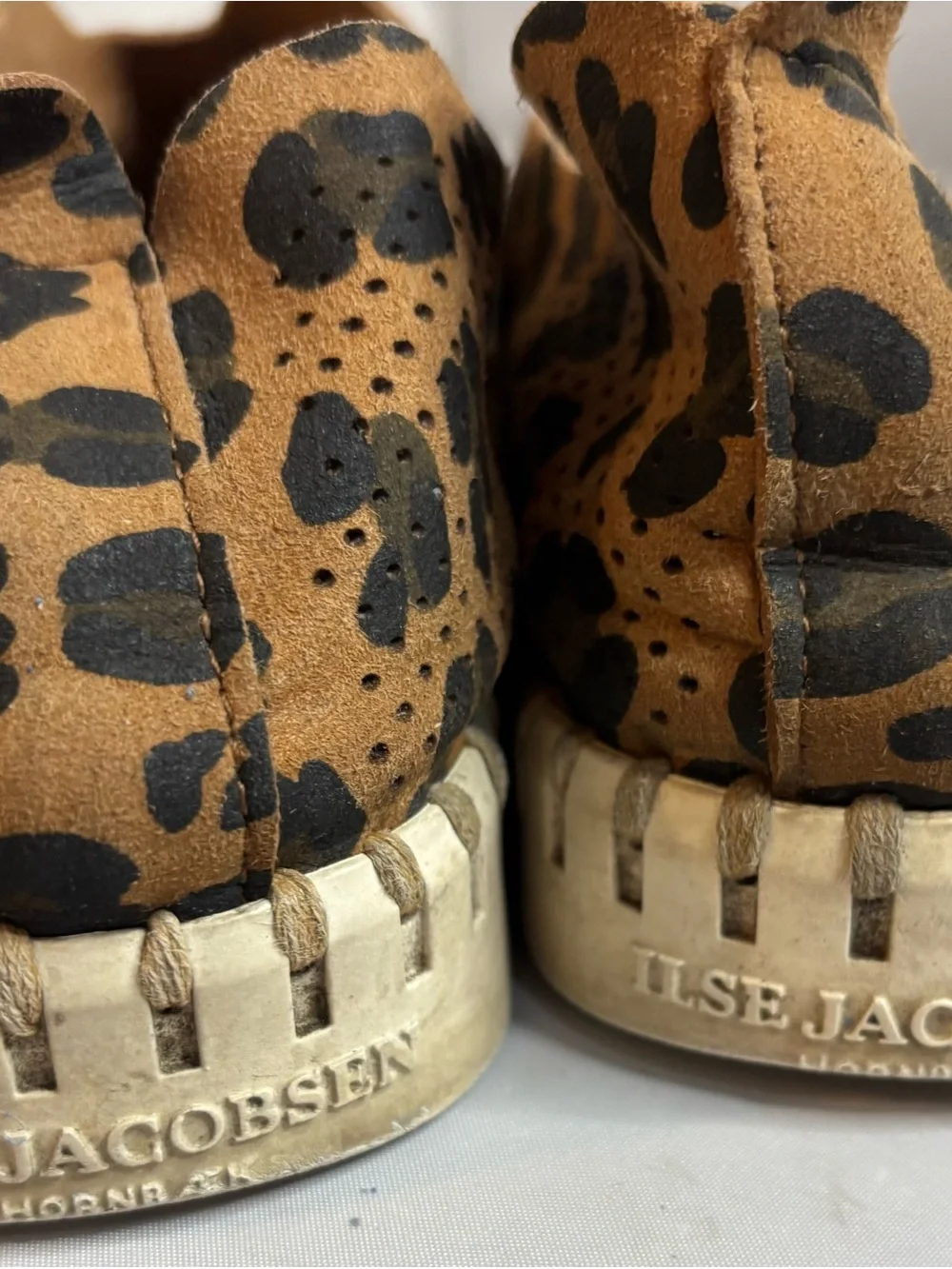 Isla Jacobson Leopard Print Suede Slip-On Sneakers in Brown and Black